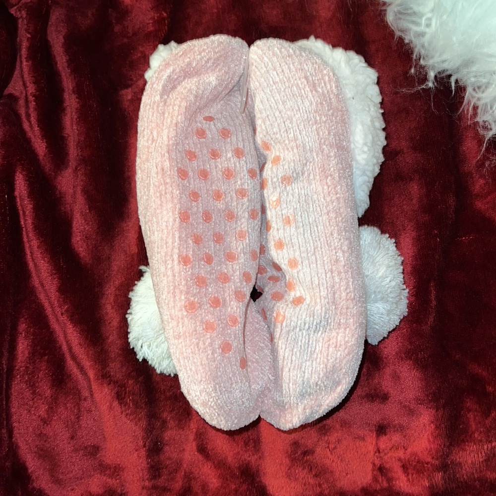 Pink and white No Slip slipper Socks - Picture 5 of 8